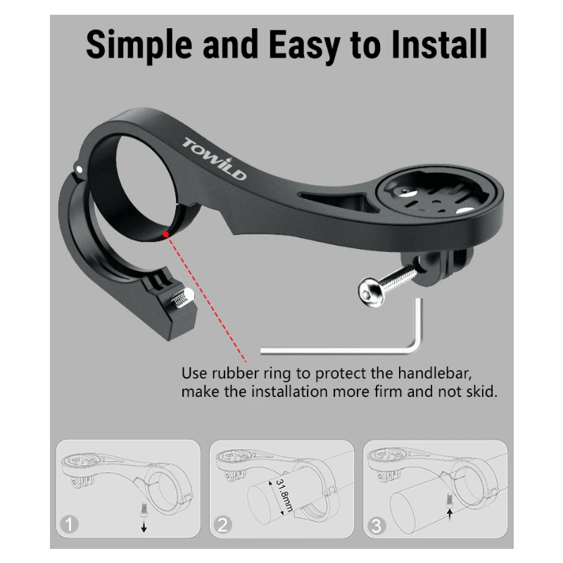 TOWILD AS90 Staffa Manubrio Bici in Fibra di Carbonio per Garmin, Fari e Computer. Leggero, Durevole