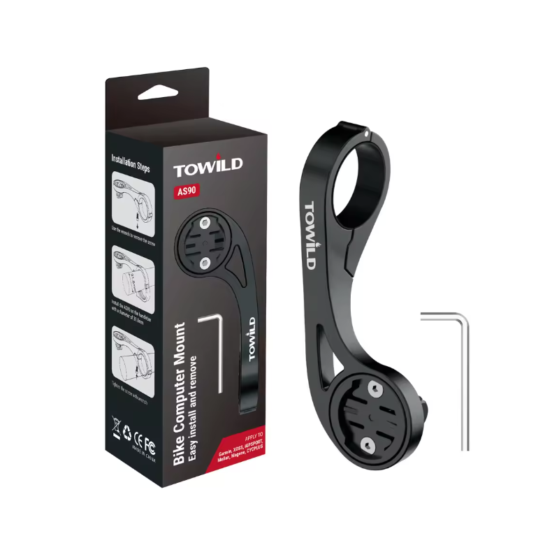 TOWILD AS90 Staffa Manubrio Bici in Fibra di Carbonio per Garmin, Fari e Computer. Leggero, Durevole