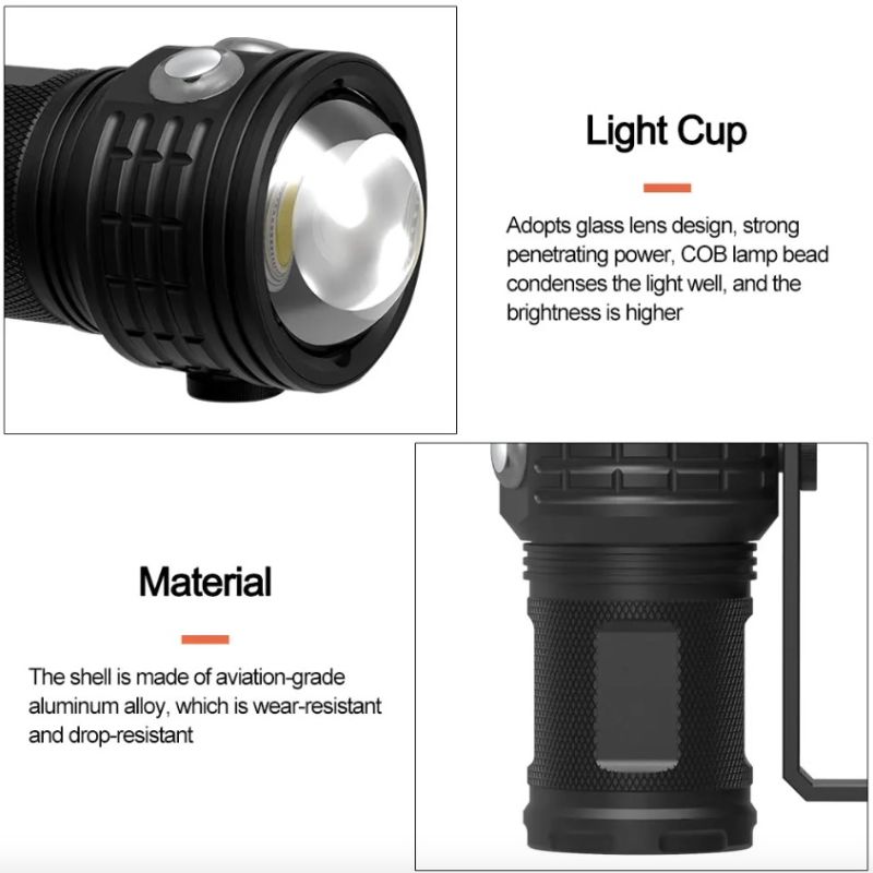 Torcia LED Subacquea B12 IPX8 Impermeabile Luce Intensa per Fotografia Subacquea in Alluminio Aeronautico Accessorio Durevole per Esplorazione Marina e Avventure Aquatiche