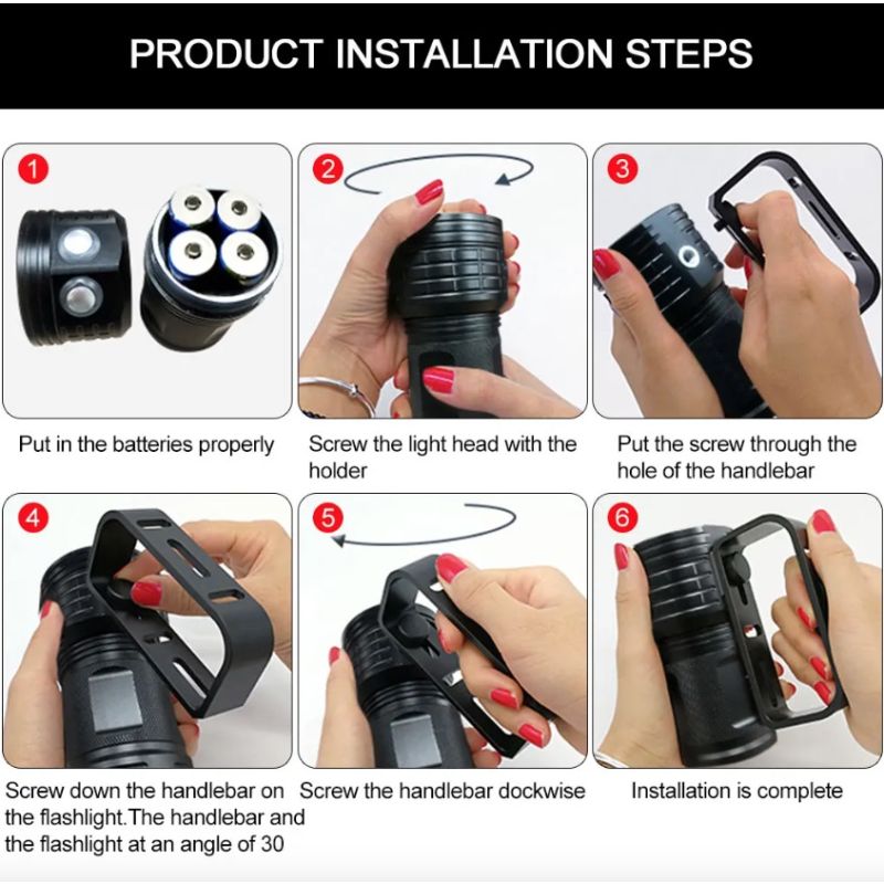 Torcia LED Subacquea B12 IPX8 Impermeabile Luce Intensa per Fotografia Subacquea in Alluminio Aeronautico Accessorio Durevole per Esplorazione Marina e Avventure Aquatiche