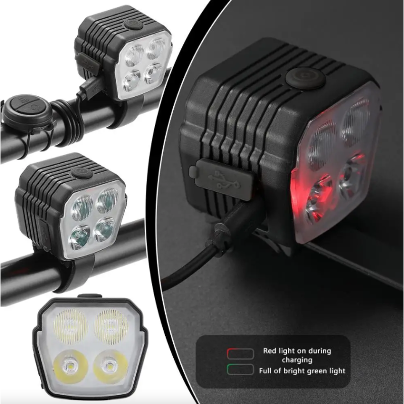 Faro Bici MTB 2-in-1 con Clacson 120dB e Luce Lontana/Vicino - Accessori Ciclismo Essenziali 2/4 Lampade