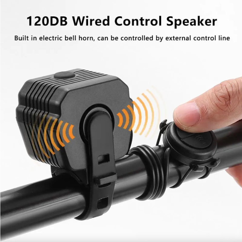 Faro Bici MTB 2-in-1 con Clacson 120dB e Luce Lontana/Vicino - Accessori Ciclismo Essenziali 2/4 Lampade