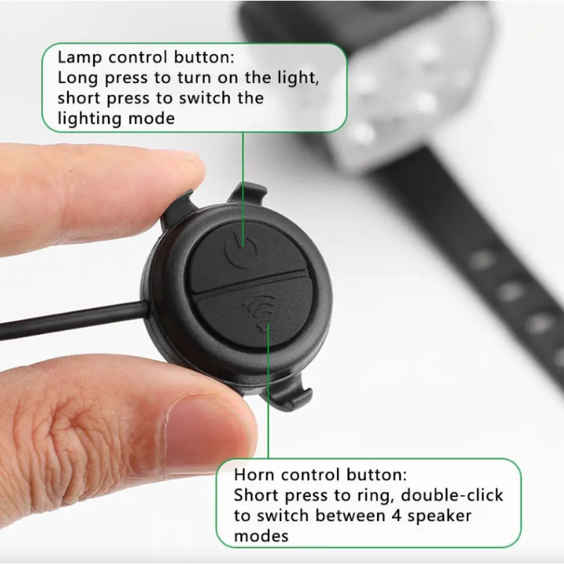 Faro Bici MTB 2-in-1 con Clacson 120dB e Luce Lontana/Vicino - Accessori Ciclismo Essenziali 2/4 Lampade