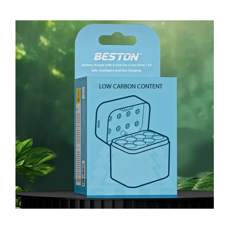 Beston Caricabatterie Smart per Batterie Ricaricabili AA 8 Slot con 1.5V Litio 3600mWh. Ricarica Rapida!