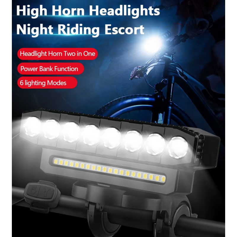 Luce Anteriore Bicicletta Ricaricabile USB con Clacson 120dB Impermeabile Accessorio Sicurezza Ciclismo per Ciclisti Avventurosi e Urbani Dual Switch per Guida Notturna Senza Problemi