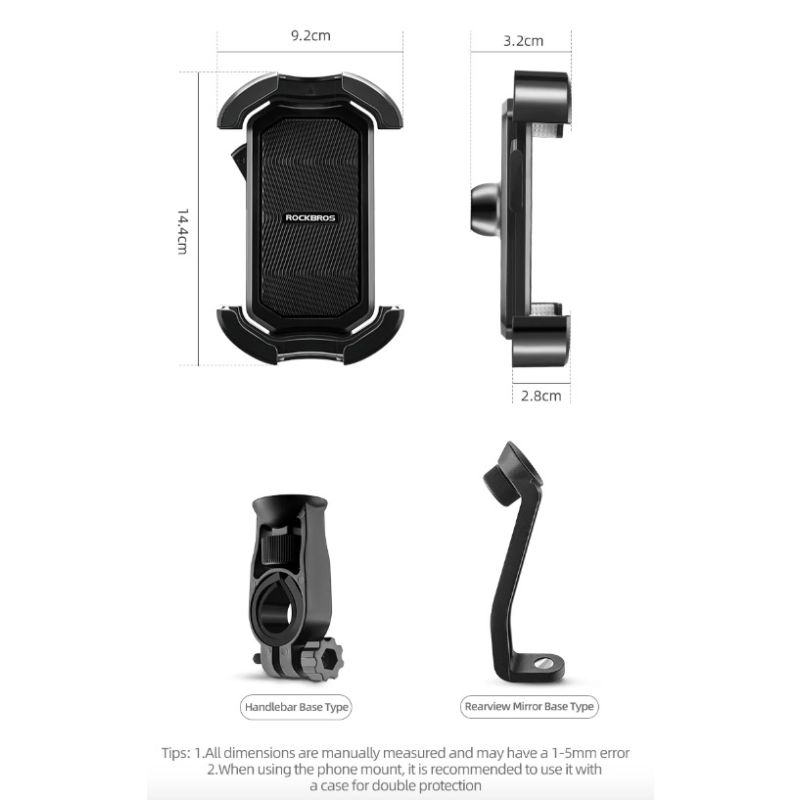 ROCKBROS supporto telefono bici 4.7-6.8 pollici compatibilità universale rotazione 360° assorbimento urti per bici E-bike motociclo ciclismo avventura all'aperto accessorio smartphone
