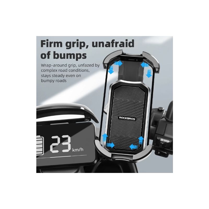ROCKBROS supporto telefono bici 4.7-6.8 pollici compatibilità universale rotazione 360° assorbimento urti per bici E-bike motociclo ciclismo avventura all'aperto accessorio smartphone