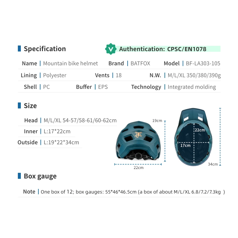 Casco bici BATFOX per mountain bike Tecnologia In-Mold regolabile comfort e sicurezza disponibile in colori vivaci per un look unico adatto a uomini e donne