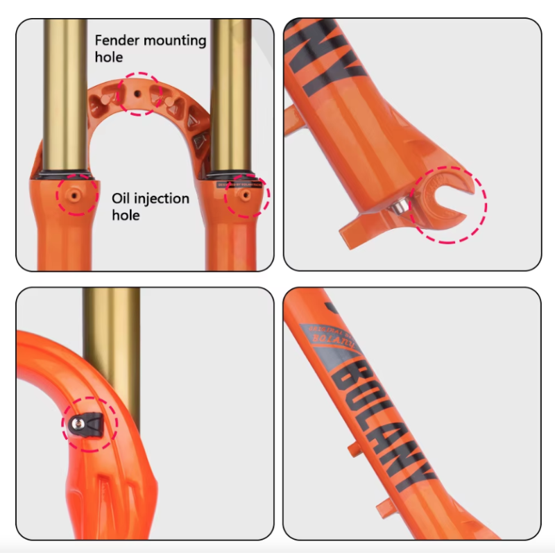Forcella MTB Bolany Ammortizzata per Terreni Accidentati Prestazioni Superiori Smorzamento Pneumatico Compatibilità Freni a Disco Disponibile in 27,5 e 29 Pollici Ideale per Ciclismo