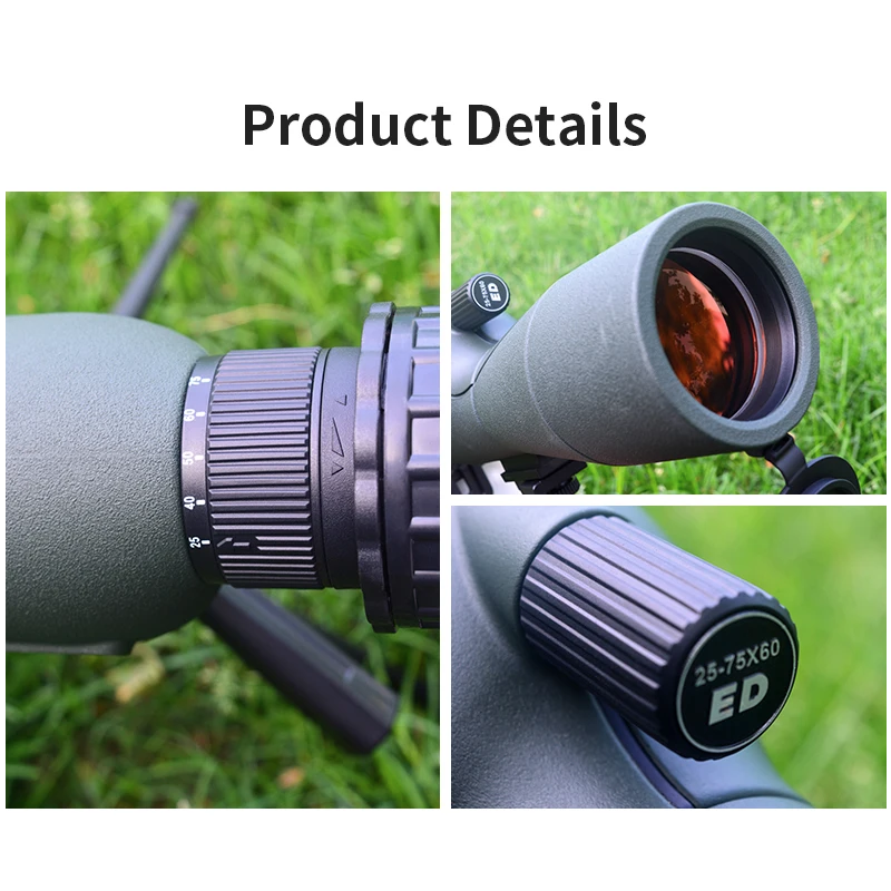 25-75x60 Zoom Cannocchiale ED Potente Monoculare Bak4 Prisma per Campeggio Bird Watching