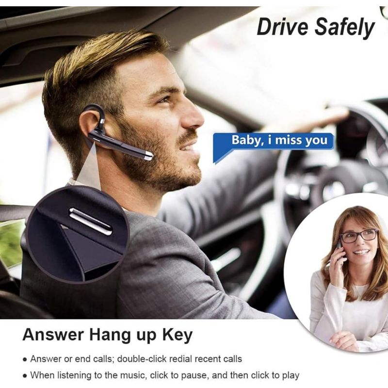 Auricolare Wireless Business Cuffia Bluetooth 5.3 con Microfono Cancellazione Rumore Auricolari Sportivi Vivavoce