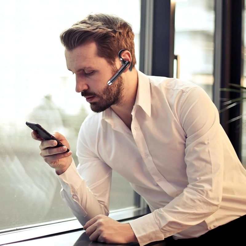 Auricolare Wireless Business Cuffia Bluetooth 5.3 con Microfono Cancellazione Rumore Auricolari Sportivi Vivavoce