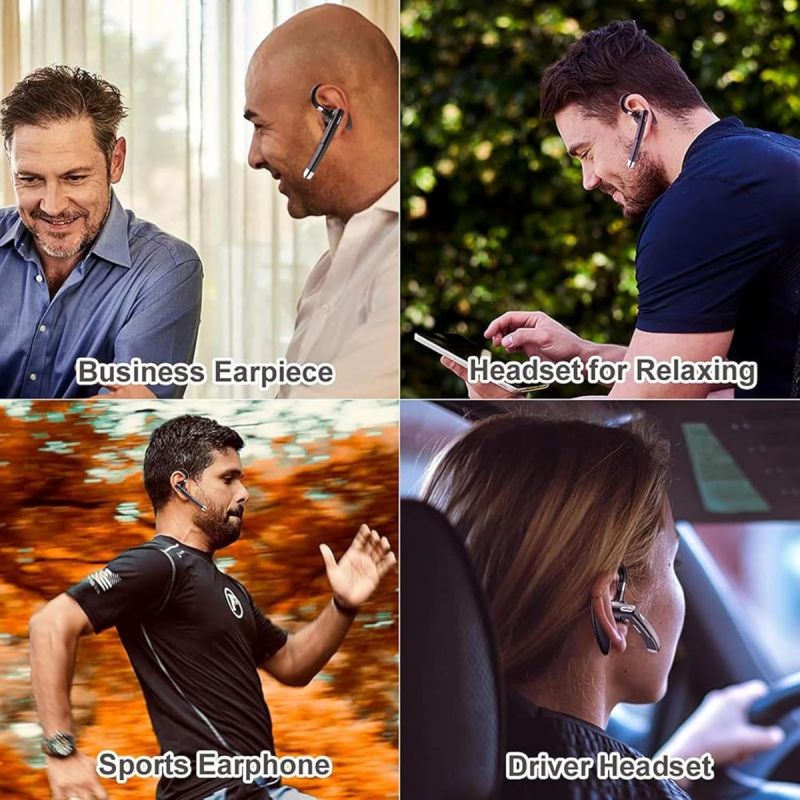 Auricolare Wireless Business Cuffia Bluetooth 5.3 con Microfono Cancellazione Rumore Auricolari Sportivi Vivavoce