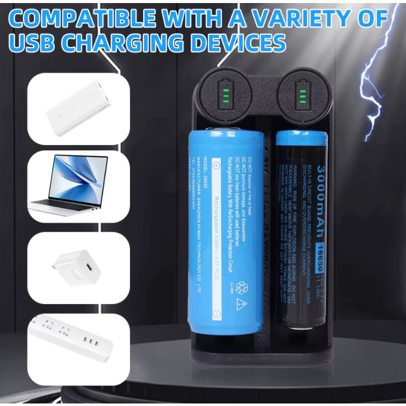 Nuovo caricabatterie 21700 per batterie al litio ricaricabili 18650 CR123A 14500 con tecnologia MCU intelligente e slot indipendenti funzioni di sicurezza e attivazione a 0 volt