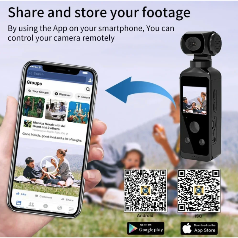 Mini Action Cam 4K Ultra HD Tascabile 270° Vlog Wifi | Sport, Casco, Bici, Auto Registratore