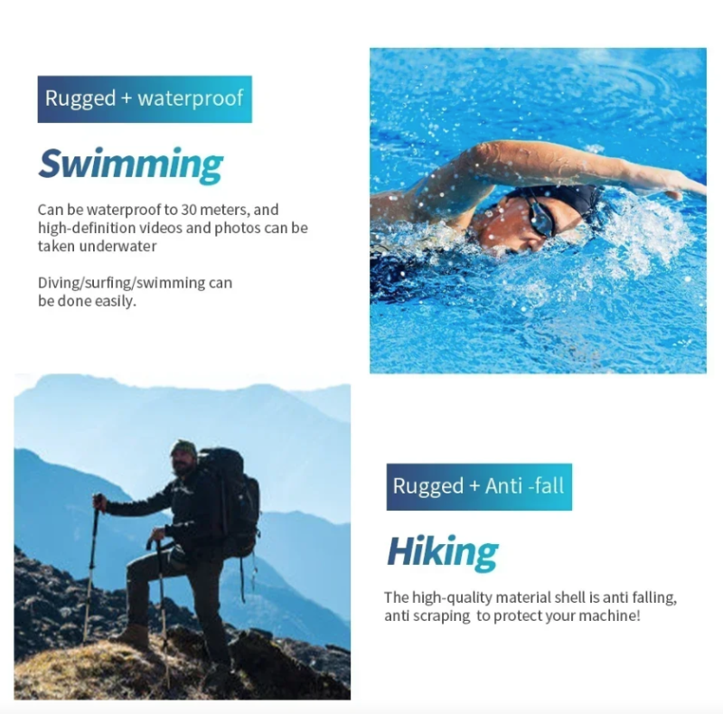 Mini Action Cam 4K Ultra HD Tascabile 270° Vlog Wifi | Sport, Casco, Bici, Auto Registratore