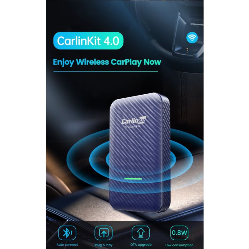 CarlinKit 4.0 Wireless CarPlay Box Adattatore Compatto per Auto con Aggiornamento CarPlay di Fabbrica Controllo al Volante Plug and Play per Audi VW Porsche e Kia