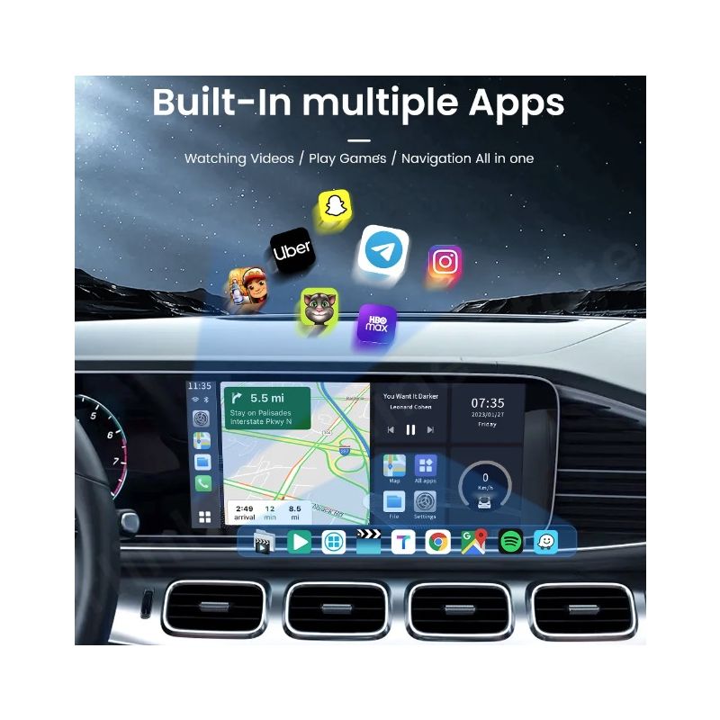 Scopri CarlinKit Smart TV Box CarPlay Ai Box Android 13 tecnologia per intrattenimento in auto da cablato a wireless con processore Qualcomm 8 Core YouTube e Netflix per lunghi viaggi