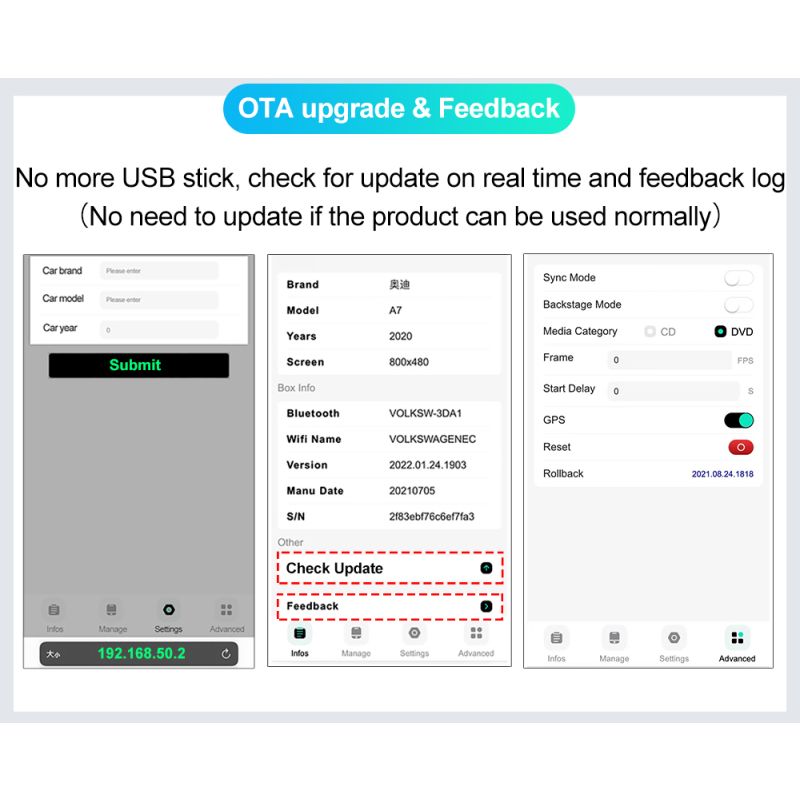 CarlinKit 4.0 Wireless CarPlay Box Adattatore Compatto per Auto con Aggiornamento CarPlay di Fabbrica Controllo al Volante Plug and Play per Audi VW Porsche e Kia