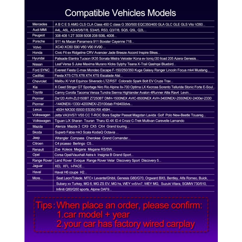 CarlinKit 4.0 Wireless CarPlay Box Adattatore Compatto per Auto con Aggiornamento CarPlay di Fabbrica Controllo al Volante Plug and Play per Audi VW Porsche e Kia