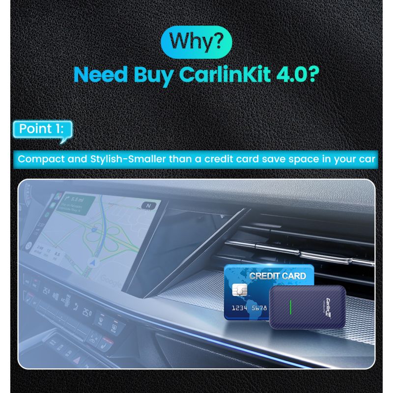 CarlinKit 4.0 Wireless CarPlay Box Adattatore Compatto per Auto con Aggiornamento CarPlay di Fabbrica Controllo al Volante Plug and Play per Audi VW Porsche e Kia