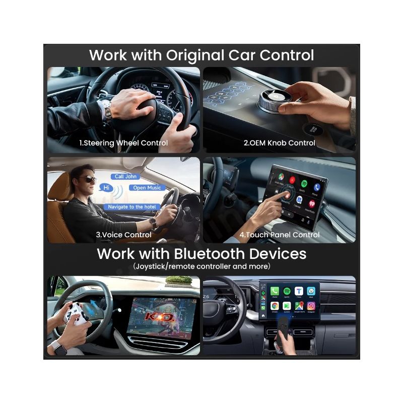 Scopri CarlinKit Smart TV Box CarPlay Ai Box Android 13 tecnologia per intrattenimento in auto da cablato a wireless con processore Qualcomm 8 Core YouTube e Netflix per lunghi viaggi