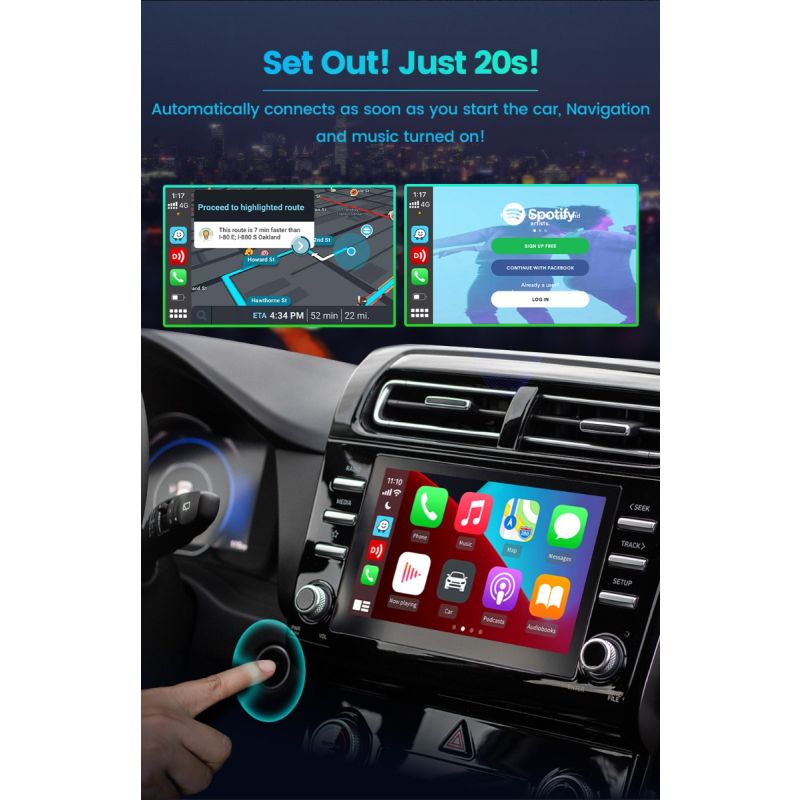 CarlinKit 4.0 Wireless CarPlay Box Adattatore Compatto per Auto con Aggiornamento CarPlay di Fabbrica Controllo al Volante Plug and Play per Audi VW Porsche e Kia
