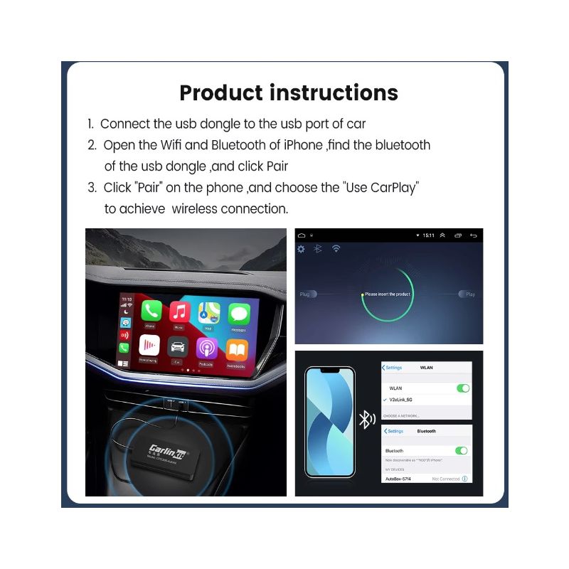 Scopri CarlinKit USB CarPlay Dongle tecnologia di guida con installazione facile connessione automatica CarPlay wireless Android Auto senza cavi aggrovigliati accessorio multimediale innovativo