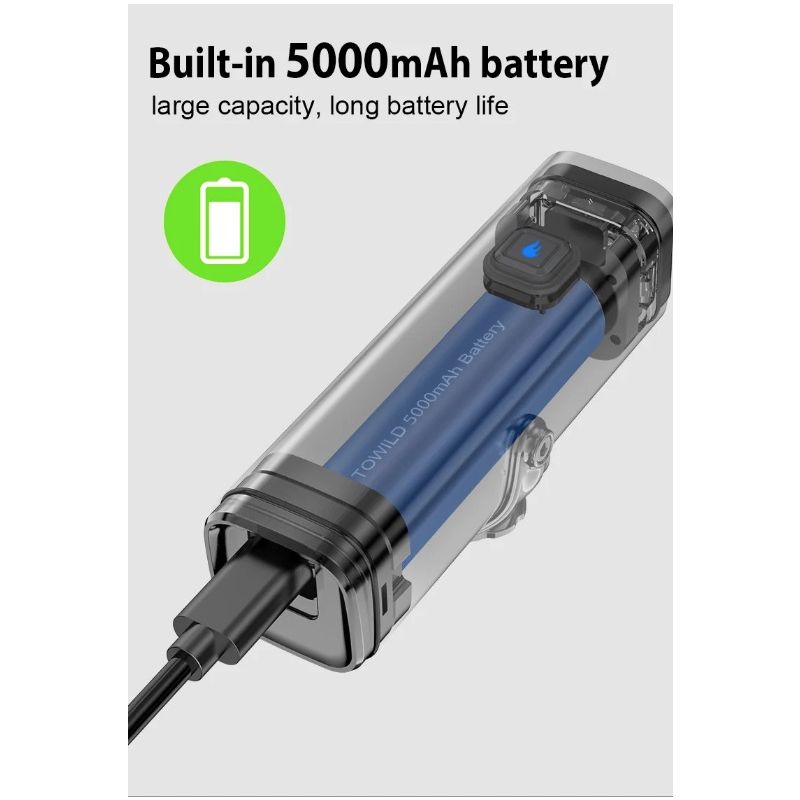 TOWILD CL1600 Lampada frontale 1600LM per ciclismo ricaricabile USB batteria 21700 5000mAh luminosità regolabile impermeabile controllo remoto ideale per avventure e sicurezza bicicletta