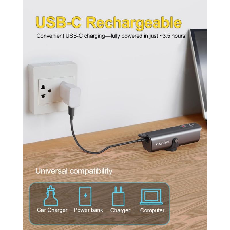 TOWILD CL2000 Faro Bici 2000LM Super Luminoso Antiabbagliamento per Ciclismo Notturno MTB Strada Sicurezza