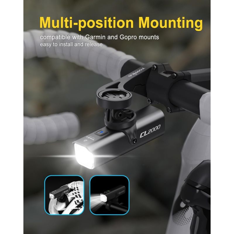 TOWILD CL2000 Faro Bici 2000LM Super Luminoso Antiabbagliamento per Ciclismo Notturno MTB Strada Sicurezza