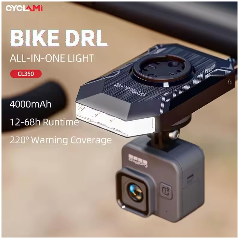 CYCLAMI CL350 Faro Bici Potente 4000mAh, Luce Ciclismo LED Type-C con Supporto Ciclocomputer