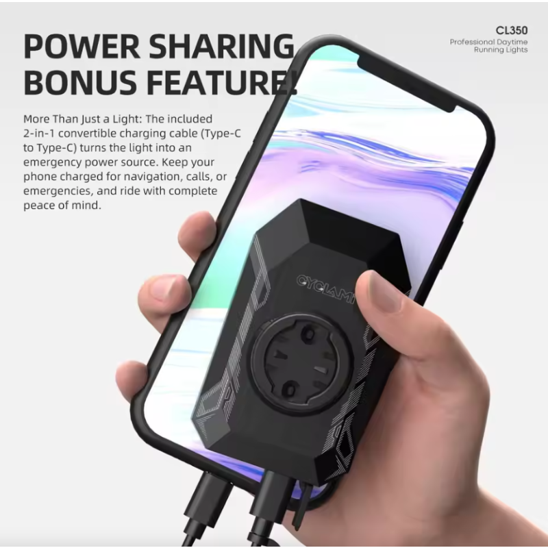 CYCLAMI CL350 Faro Bici Potente 4000mAh, Luce Ciclismo LED Type-C con Supporto Ciclocomputer