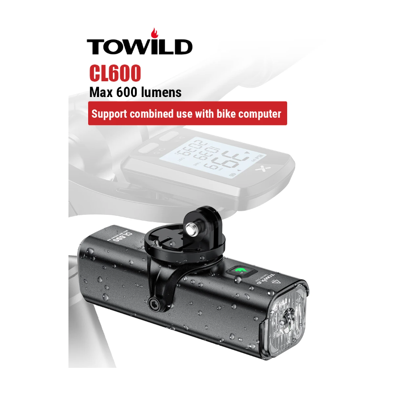 TOWILD CL600 Luce per Bici LED USB Ricaricabile 2000mAh Alta Luminosità Design Impermeabile Sicurezza Ciclismo Urbano e Percorsi Forestali Accessori Bici