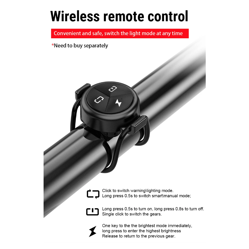 TOWILD CL600 Luce per Bici LED USB Ricaricabile 2000mAh Alta Luminosità Design Impermeabile Sicurezza Ciclismo Urbano e Percorsi Forestali Accessori Bici