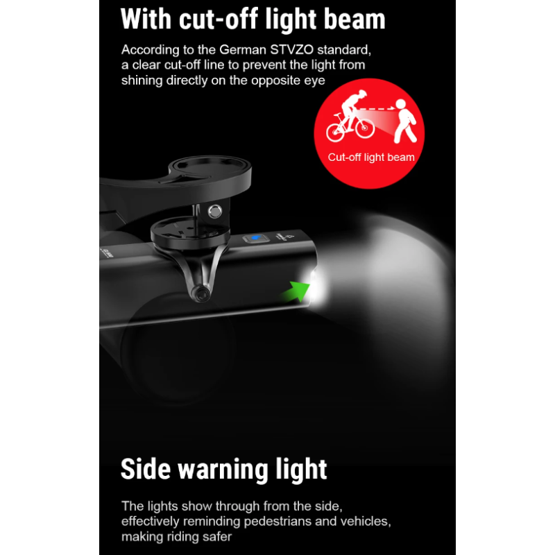 TOWILD CL600 Luce per Bici LED USB Ricaricabile 2000mAh Alta Luminosità Design Impermeabile Sicurezza Ciclismo Urbano e Percorsi Forestali Accessori Bici