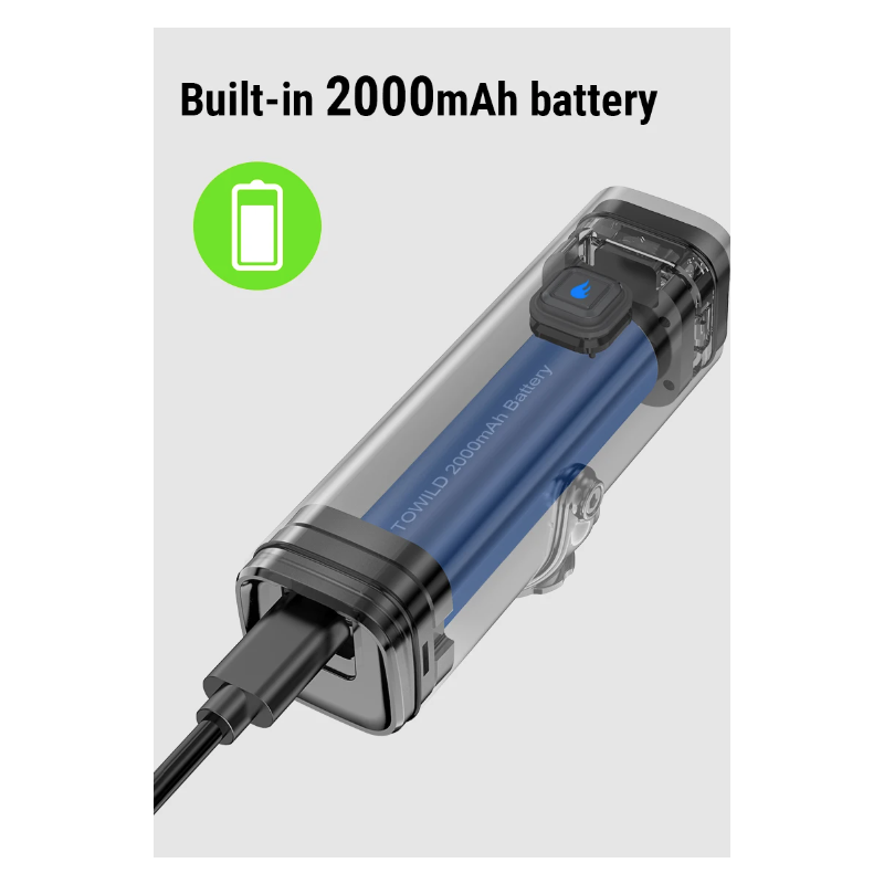 TOWILD CL600 Luce per Bici LED USB Ricaricabile 2000mAh Alta Luminosità Design Impermeabile Sicurezza Ciclismo Urbano e Percorsi Forestali Accessori Bici