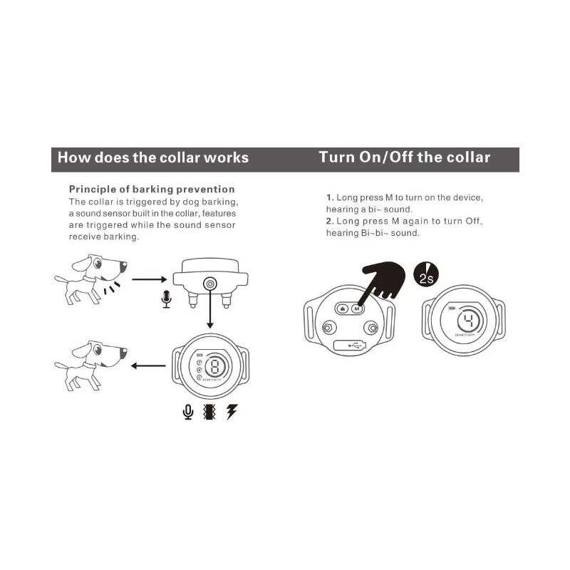 Collare cane ricaricabile con riconoscimento abbaio intelligente addestramento cane confortevole controllo abbaio cane efficace algoritmo avanzato abbaio ambiente silenzioso per cani