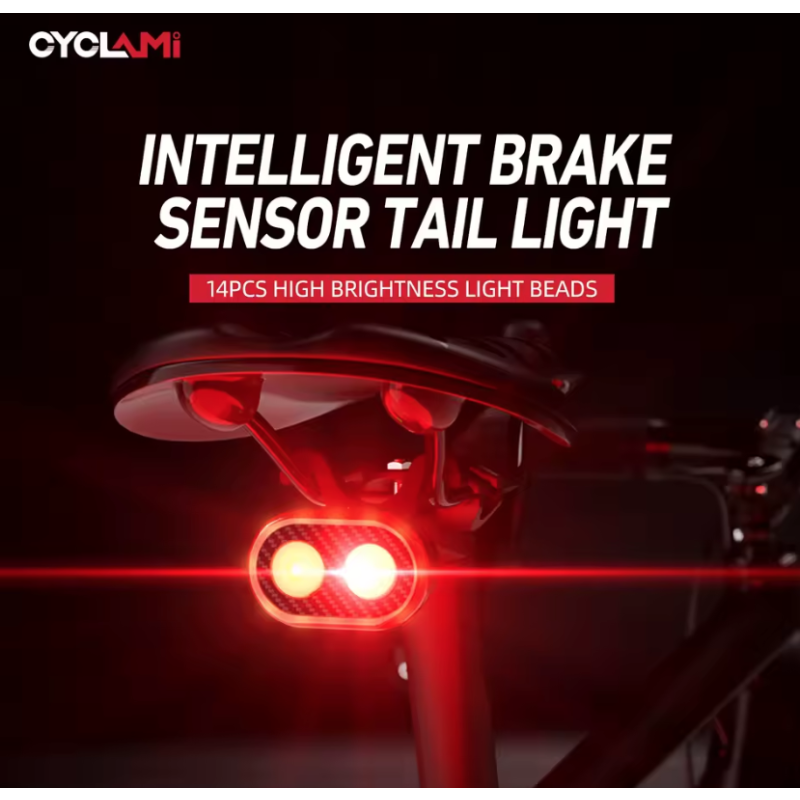 CYCLAMI CY200 Luce Posteriore con Sensore Frenata Intelligente Fari LED per Bicicletta IPX6 Ideale per Sicurezza Ciclismo Pedalate Notturne e Accessori Ciclismo Resistenti