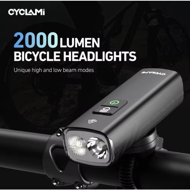 CYCLAMI BR2000 BR1200 Faro Bici Anteriore, 2000/1200 Lumen, Luce Ciclismo Type-C MTB/Strada