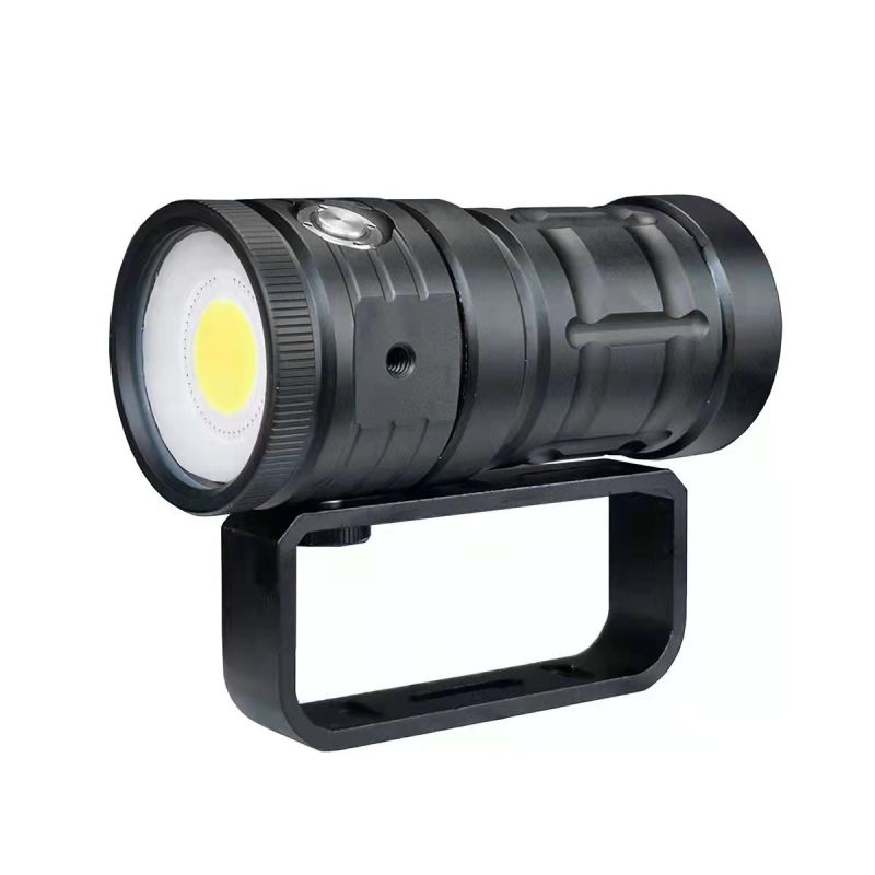 Torcia Subacquea D10 Super Luminosa fino a 100m con Luce COB a 3 Colori IPX8 Lente in Vetro Alta Penetrazione per Fotografia Subacquea ed Esplorazione Marina