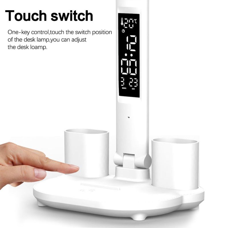 Lampada da Scrivania LED Multifunzione con Calendario Luminosità Regolabile e Design Regolabile Luce Senza Sfarfallio Perfetta per Spazio di Lavoro Creativo Lampada da Letto Moderna