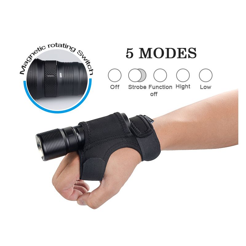 TrustFire TR-DF008 Torcia Subacquea LED 700 Lumen Alta Luminosità Con Interruttore Magnetico e Classificazione IPX8 Torcia per Immersioni e Avventure Sottomarine Durata e Versatilità