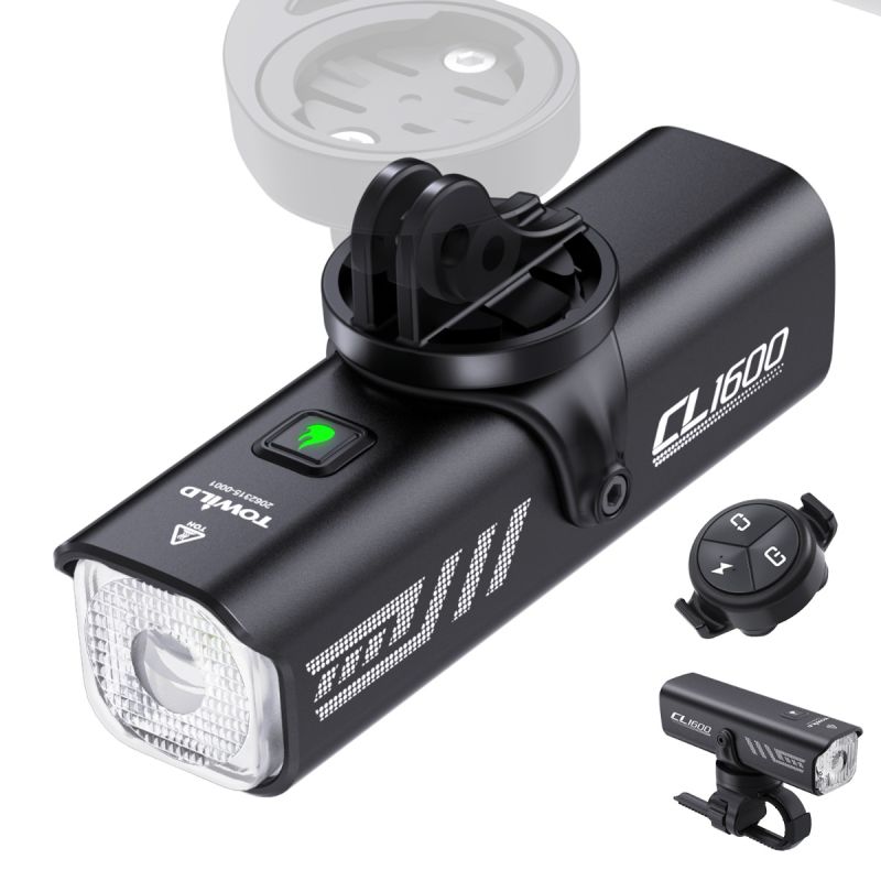 TOWILD CL1600 Lampada frontale 1600LM per ciclismo ricaricabile USB batteria 21700 5000mAh luminosità regolabile impermeabile controllo remoto ideale per avventure e sicurezza bicicletta