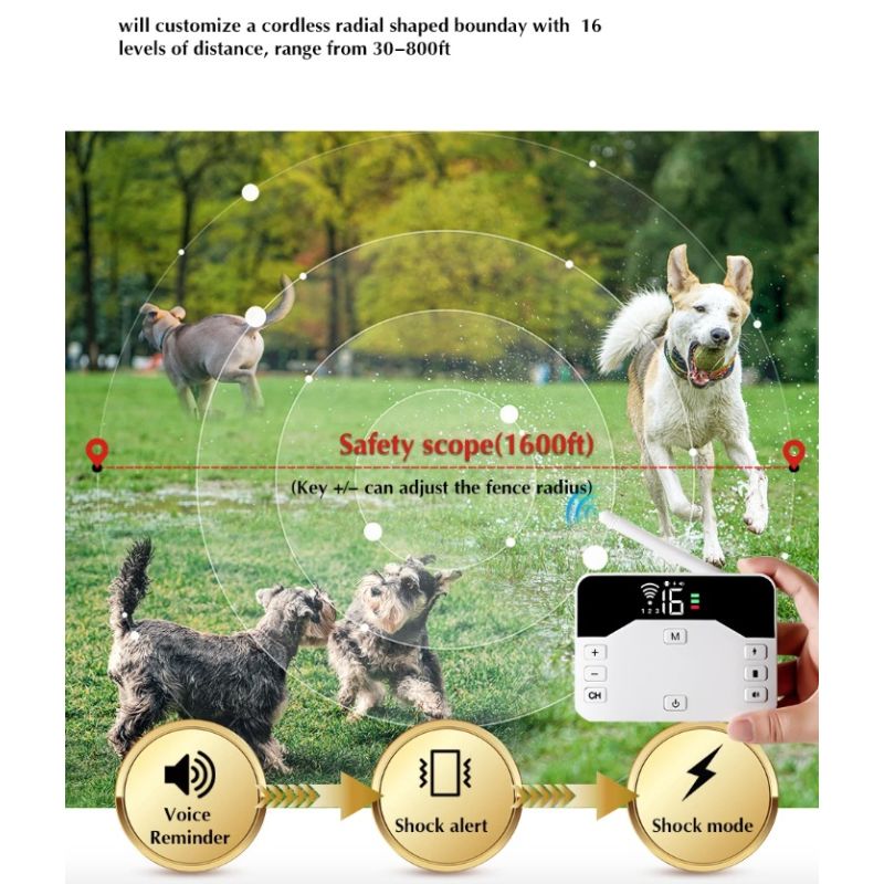 Sistema 2-in-1 Recinzione Elettronica Wireless e Collare di Addestramento Remoto Sicurezza Esterna per Animali Contenimento e Addestramento Cani di Tutte le Dimensioni Prodotti Innovativi per Animali