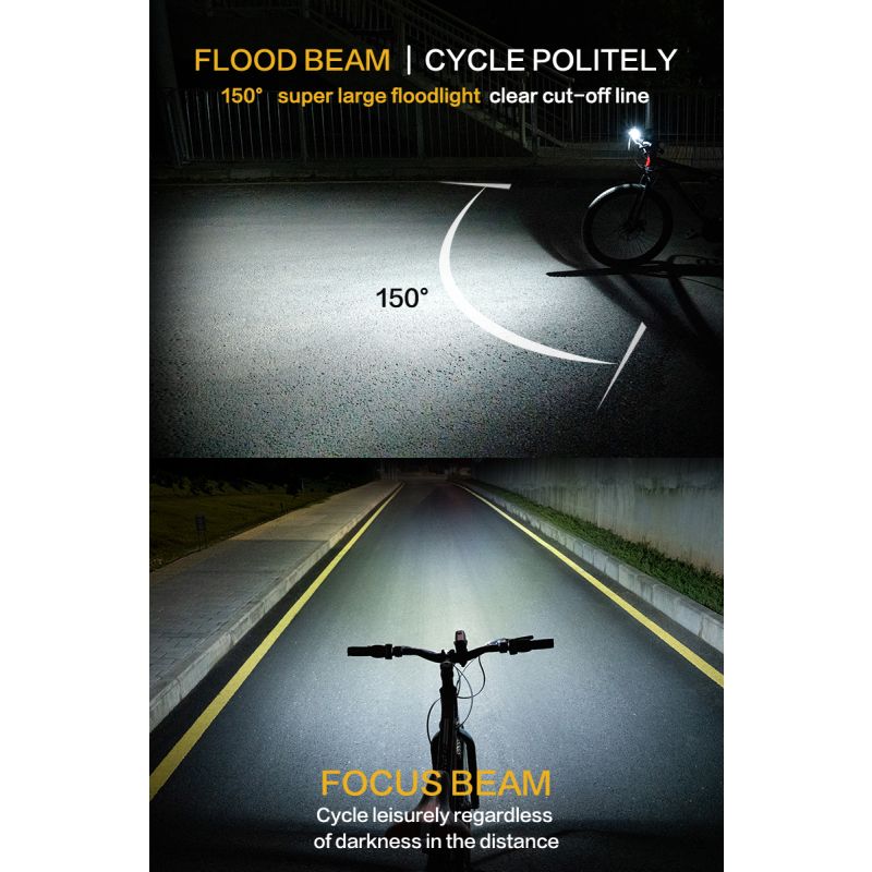 Scopri TOWILD DLite 1800 lampada frontale bici ricaricabile USB con batteria 21700 5000mAh 2100 lumen massimi e supporto stile GoPro per ciclismo notturno e visibilità eccellente