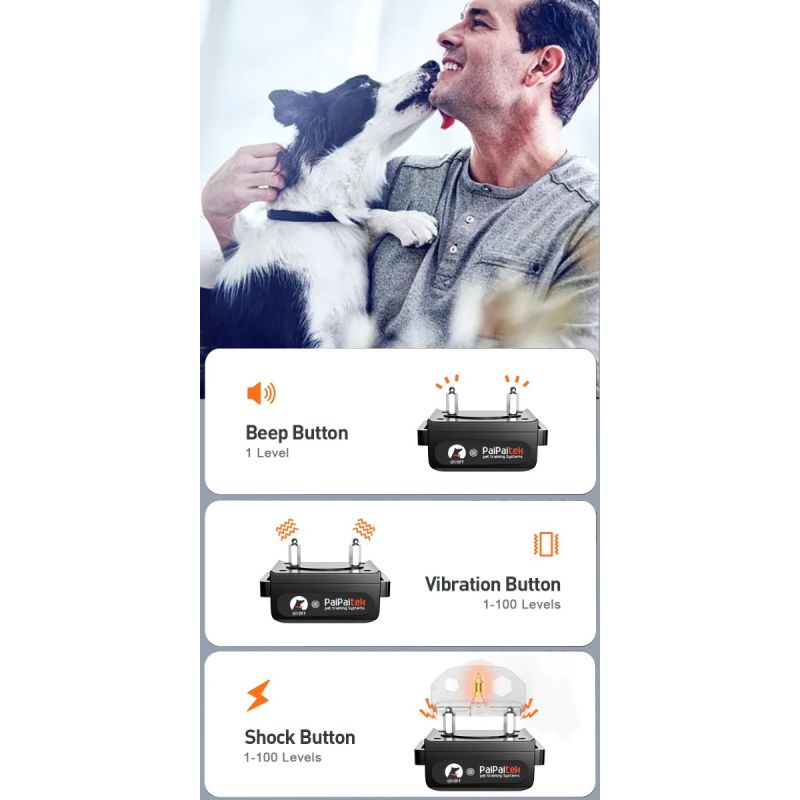 Collare di addestramento per cani PD 529-1-TIO elettrico fino a 1000m modalità regolabili impermeabile ricaricabile accessorio per animali domestici strumento di addestramento sicuro