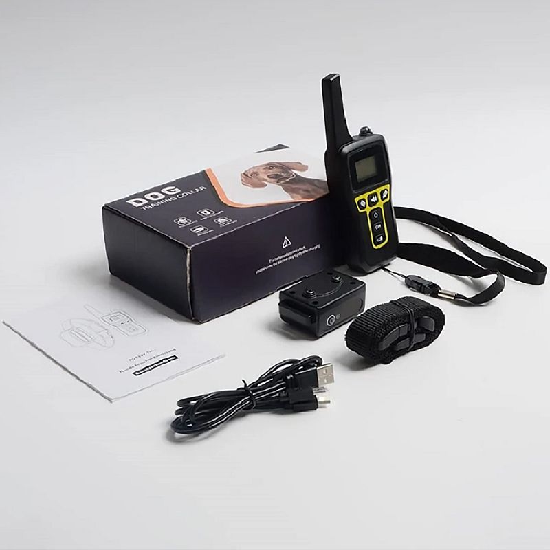 Collare di addestramento per cani PD 529-1-TIO elettrico fino a 1000m modalità regolabili impermeabile ricaricabile accessorio per animali domestici strumento di addestramento sicuro