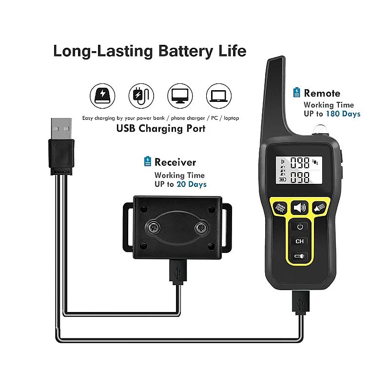 Collare di addestramento per cani PD 529-1-TIO elettrico fino a 1000m modalità regolabili impermeabile ricaricabile accessorio per animali domestici strumento di addestramento sicuro