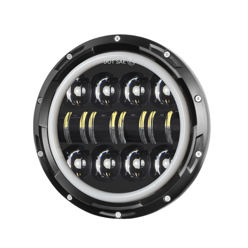 Faro rotondo 7 pollici LED per moto e fuoristrada con fascio DRL segnale svolta 75W Harley Jeep Wrangler lega alluminio impermeabile IP67 accessorio illuminazione durevole